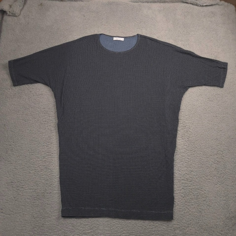 Bryn Walker Women's Top Medium Blue Gray Houndstooth Knit Made in USA